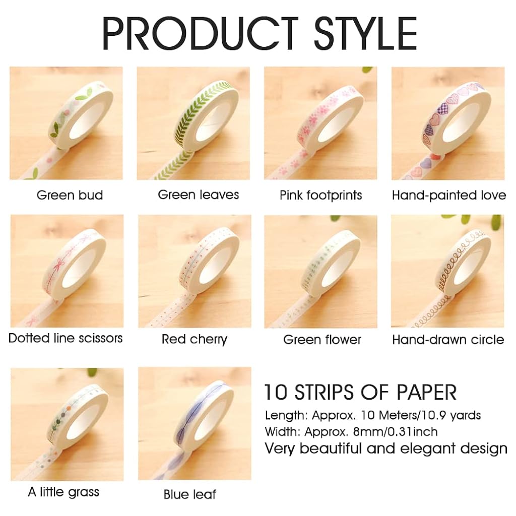HASTHIP® 10 Pieces Flower Washi Masking Adhesive Decorative Sticker for Scrapbooking Pattern Various 30 PCS HASTHIP® 10 Pieces Flower Washi Masking Adhesive Decorative Sticker for Scrapbooking Pattern Various 30 PCS
